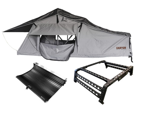 Roof Top Tent Camping Package - 2 Person LONG STYLE Soft Shell Tent Canyon Offroad
